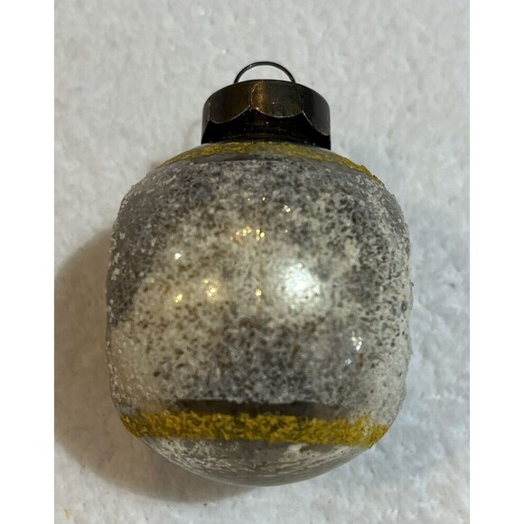 Vintage Mini Radko Shiny Brite Flocked Yellow Indent Ball Mercury Glass - Picture 4 of 8